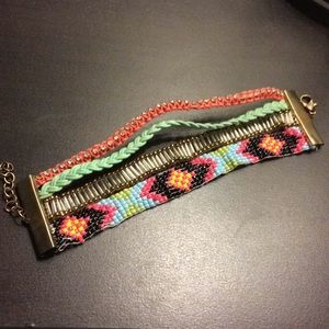 Aztec beaded layered bracelet